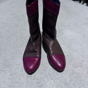 VINTAGE Gucci Brown and Red leather ankle boots